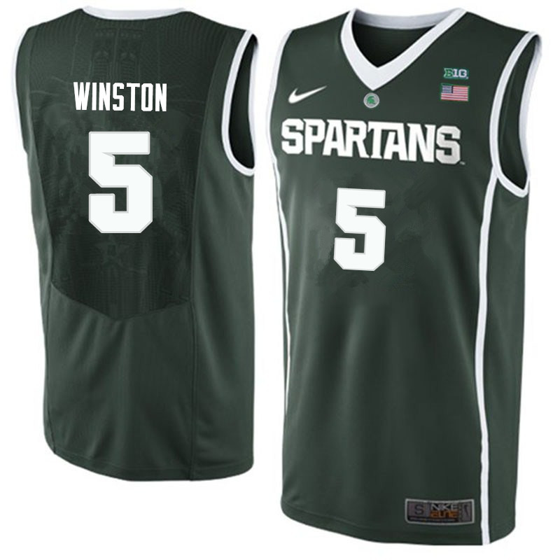 Men #5 Cassius Winston Michigan State Spartans College Basketball Jerseys Sale-Green